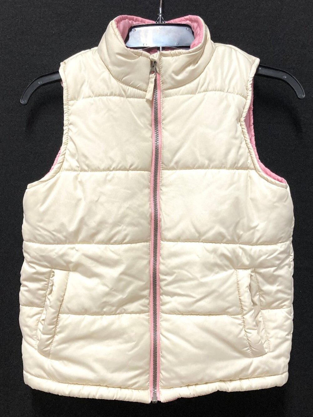Girls Puffer Vest Weatherproof Size 10 12 Cream White Pink Full Zip